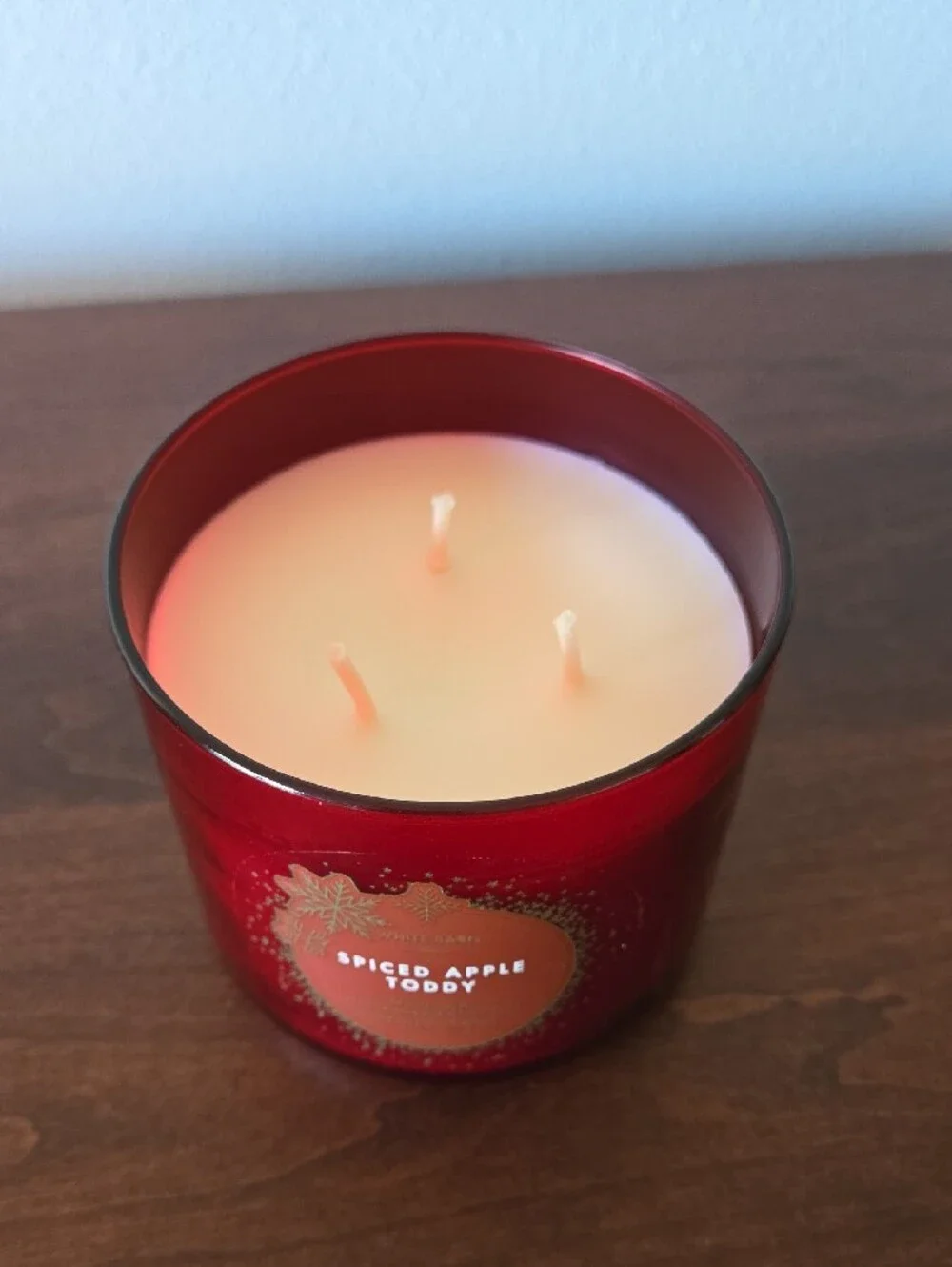 Bath & Body Works Spiced Apple Toddy Candle - Red & Gold 3-Wick